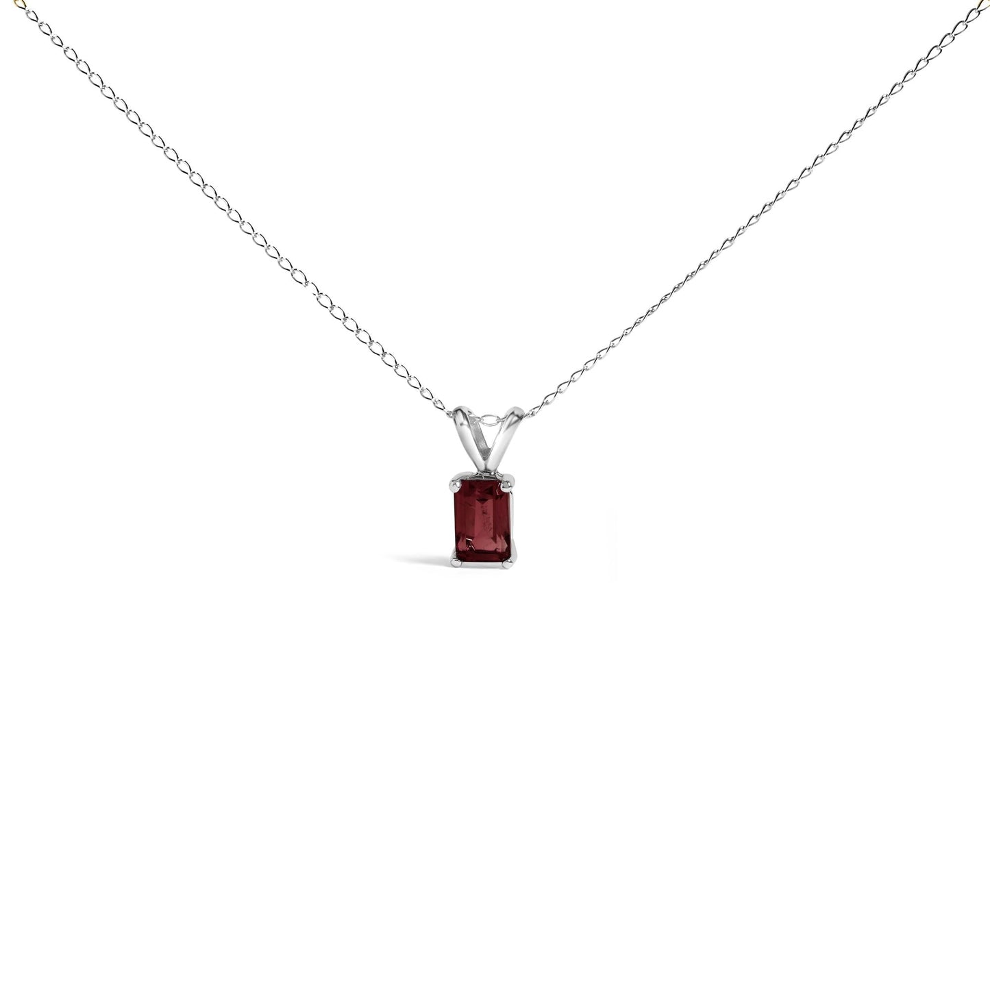 14K Gold 6x4MM Emerald Cut Gemstone Solitaire Pendant Necklace-8