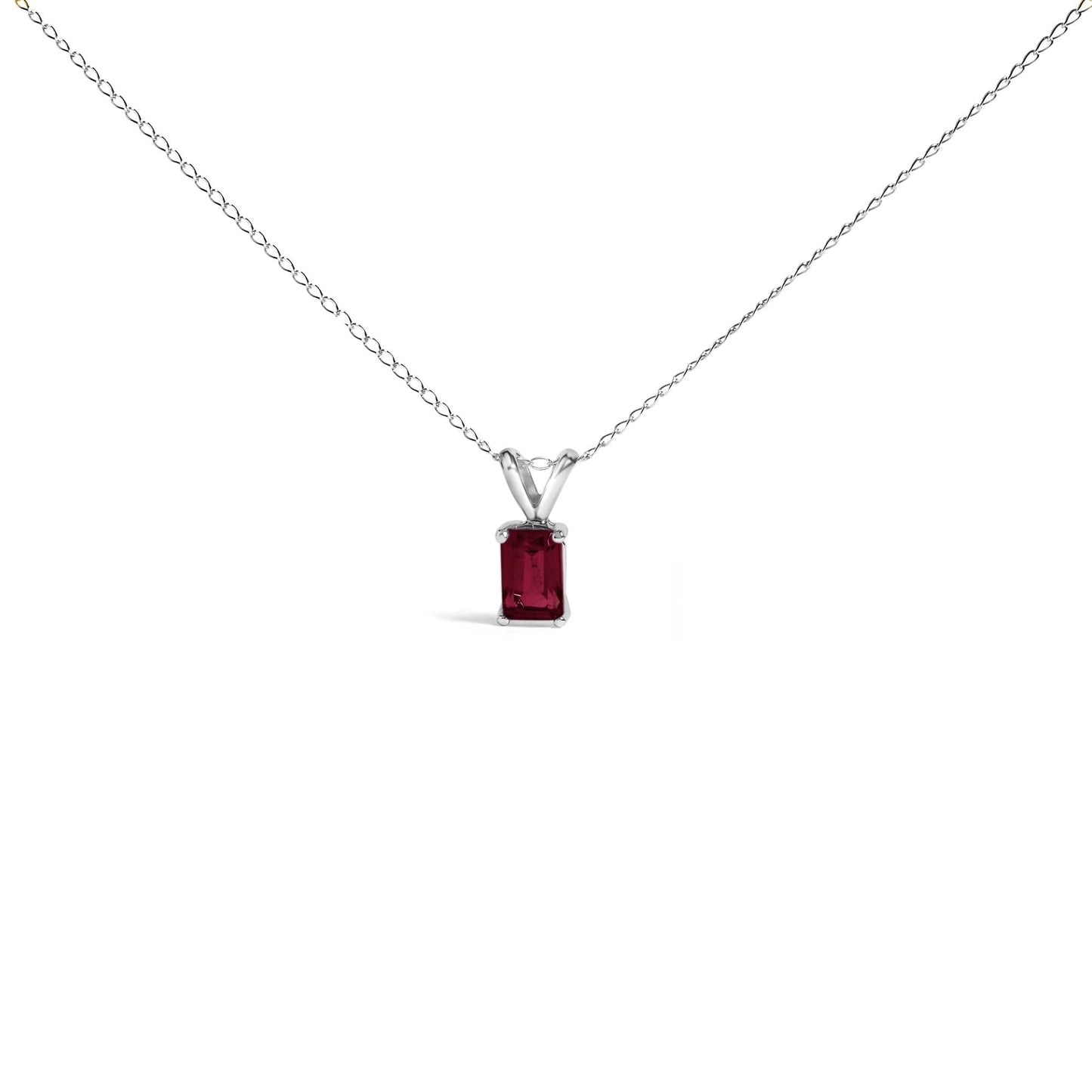 14K Gold 6x4MM Emerald Cut Gemstone Solitaire Pendant Necklace-9