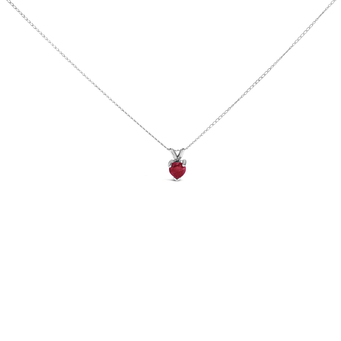 14K Gold 5X5 MM Heart Shaped Gemstone Solitaire Pendant Necklace-9