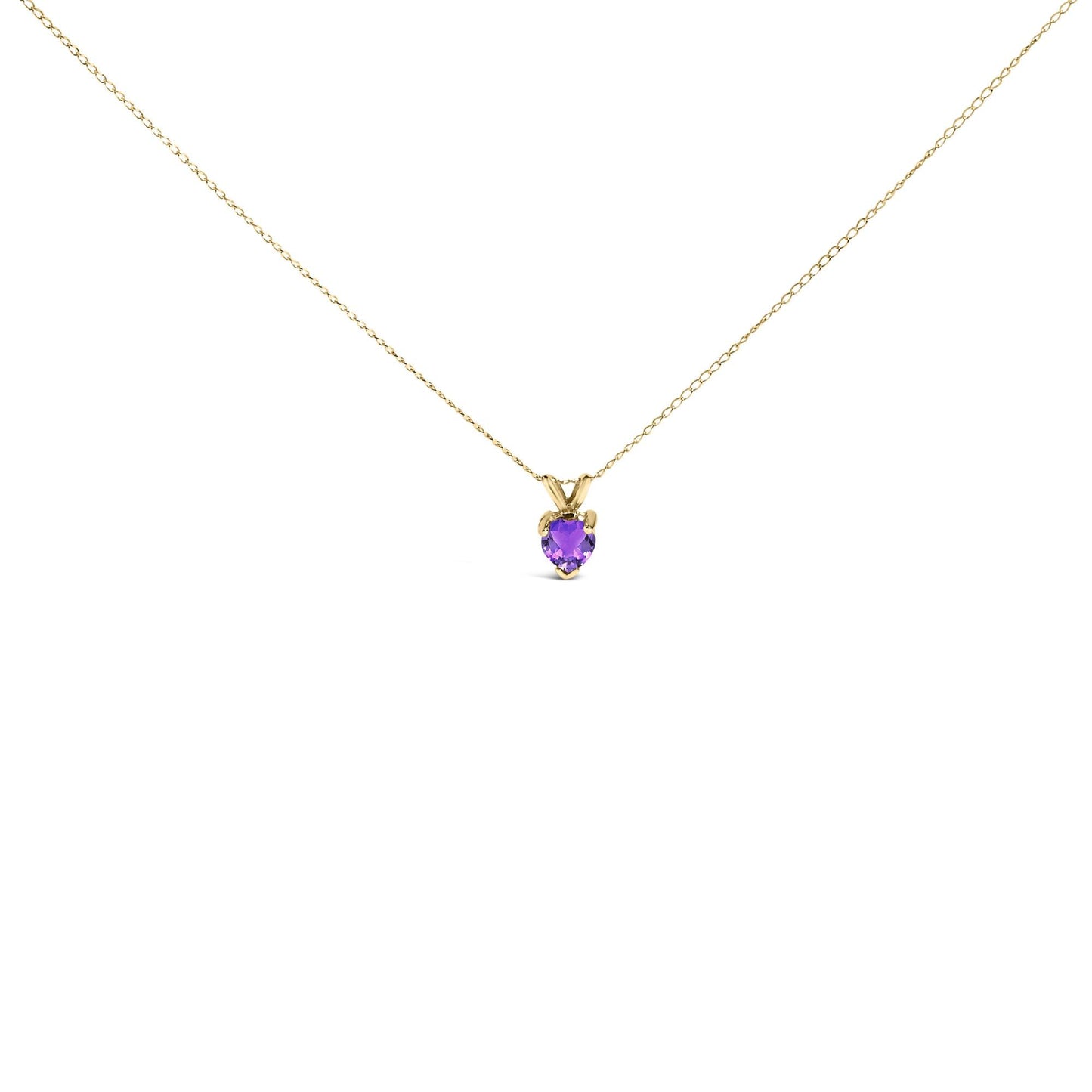 14K Gold 5X5 MM Heart Shaped Gemstone Solitaire Pendant Necklace-4