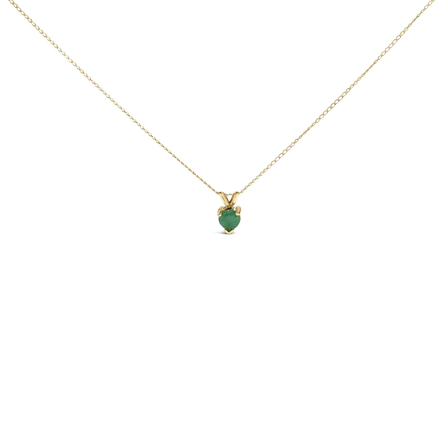 14K Gold 5X5 MM Heart Shaped Gemstone Solitaire Pendant Necklace-3
