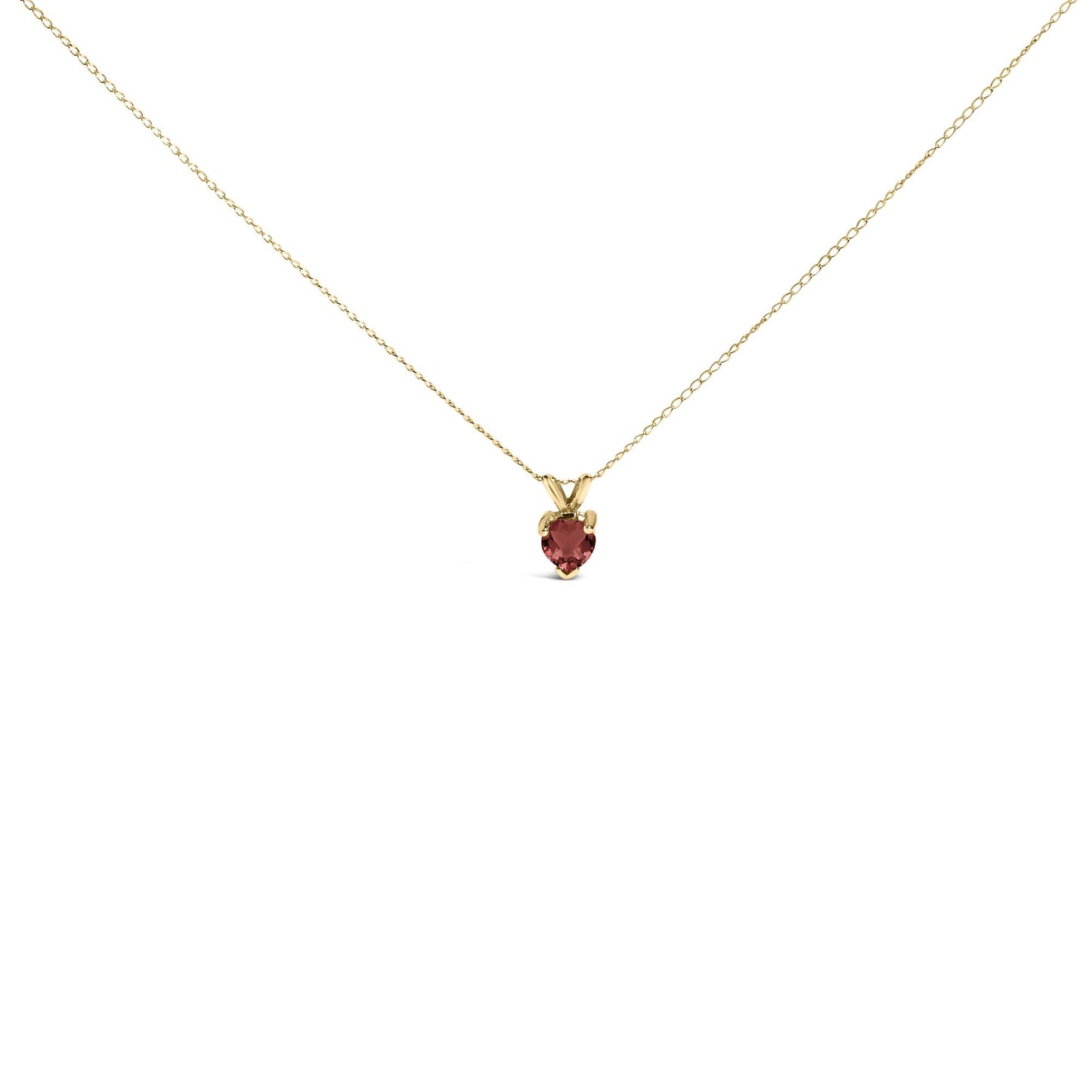14K Gold 5X5 MM Heart Shaped Gemstone Solitaire Pendant Necklace-2