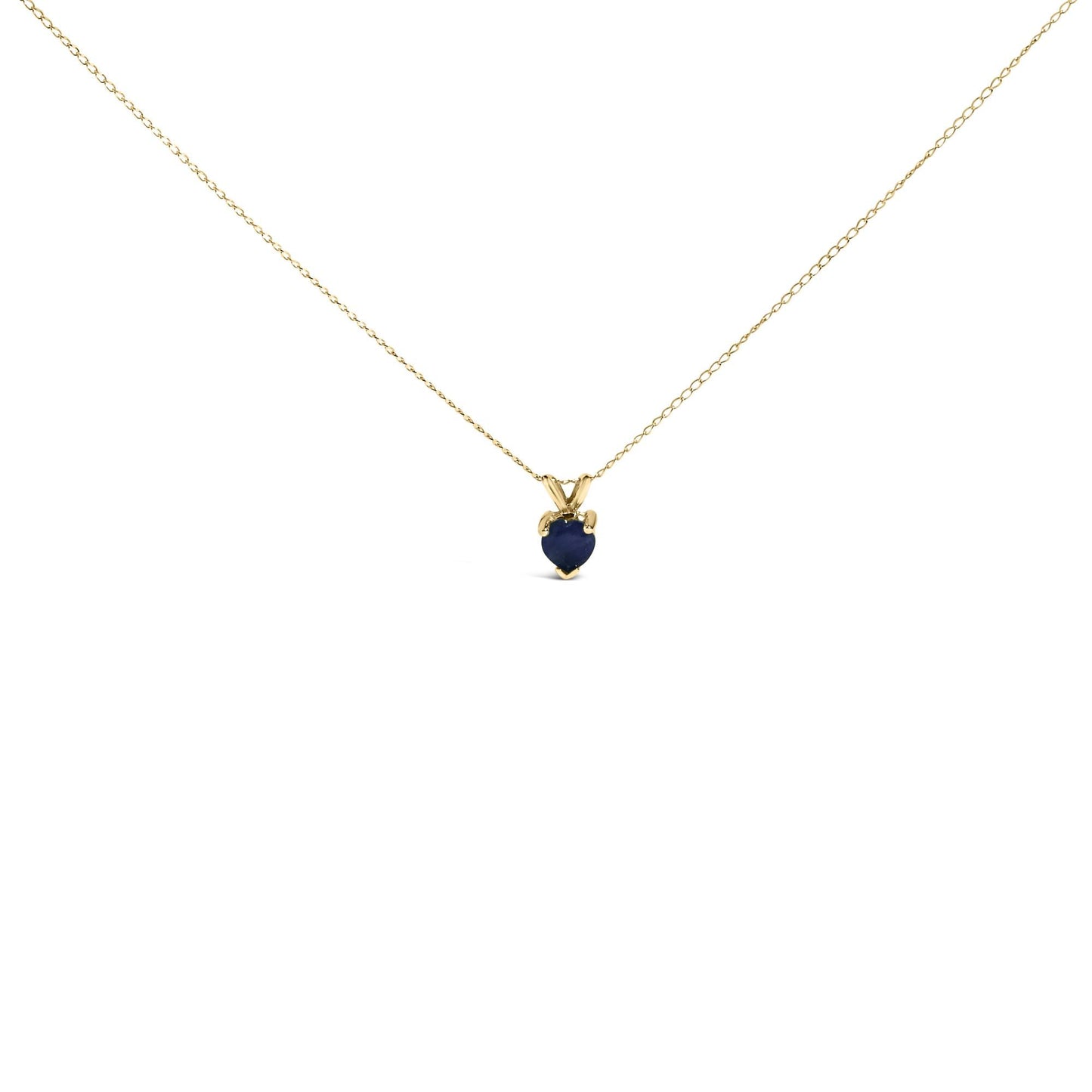 14K Gold 5X5 MM Heart Shaped Gemstone Solitaire Pendant Necklace-0