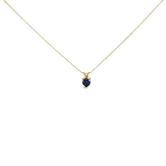 14K Gold 5X5 MM Heart Shaped Gemstone Solitaire Pendant Necklace-0
