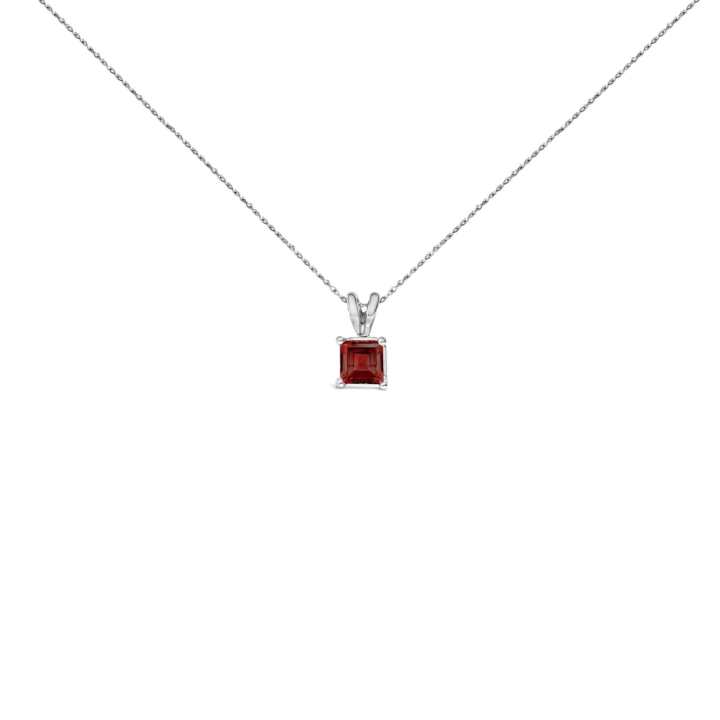 14K Gold 5x5 MM Square Shaped Gemstone Solitaire Pendant Necklace-8