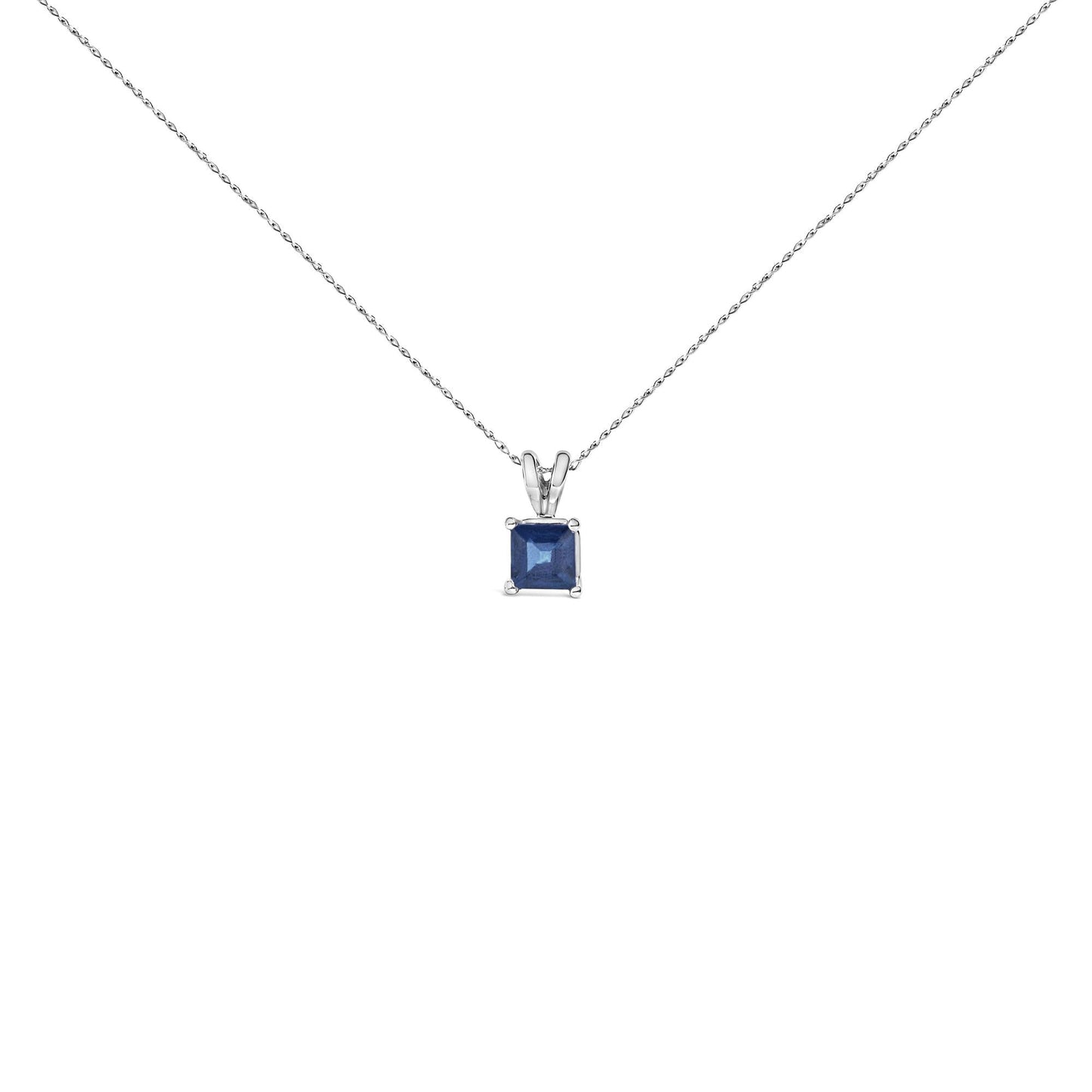14K Gold 5x5 MM Square Shaped Gemstone Solitaire Pendant Necklace-5