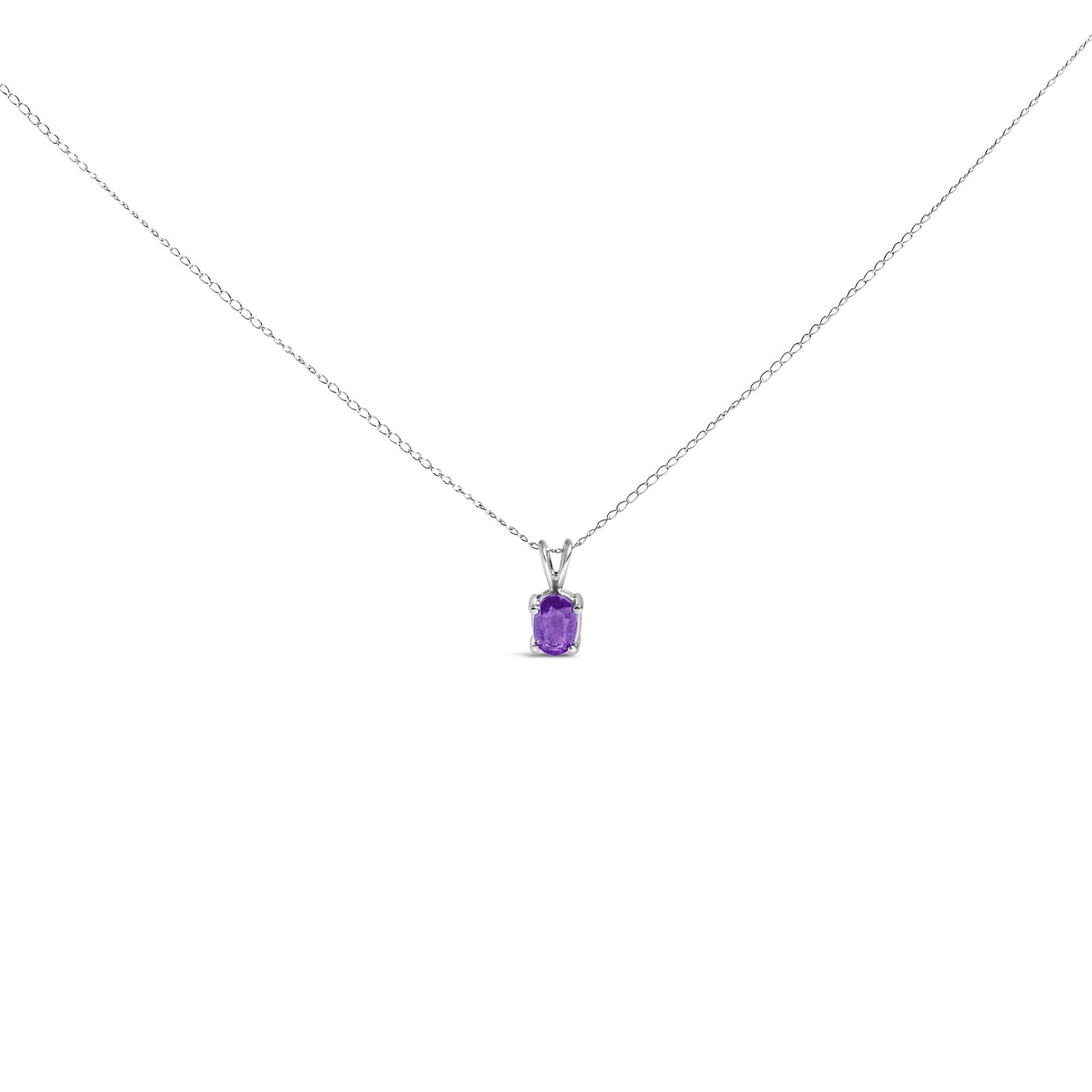 14K Gold 6x4MM Oval Shaped Gemstone Solitaire Pendant Necklace-7