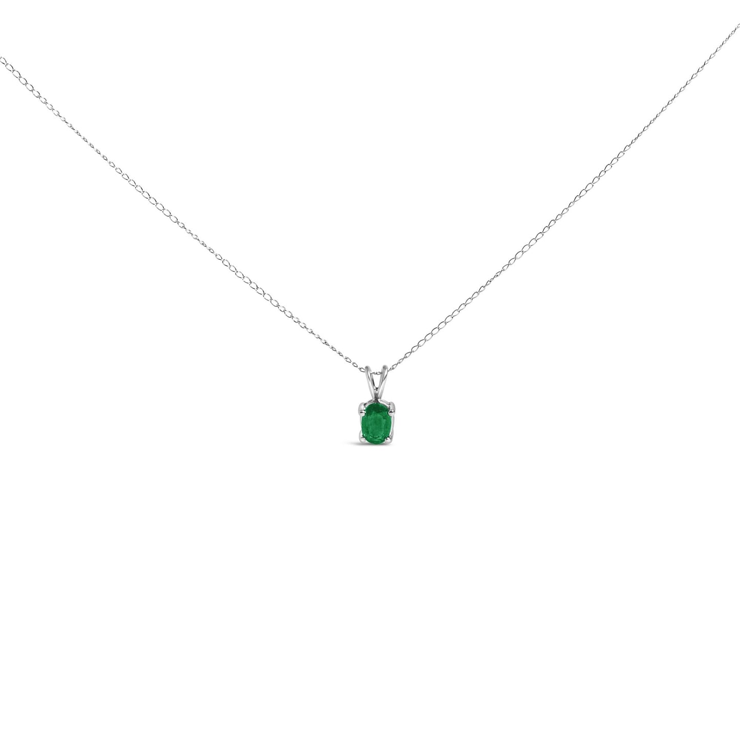 14K Gold 6x4MM Oval Shaped Gemstone Solitaire Pendant Necklace-6