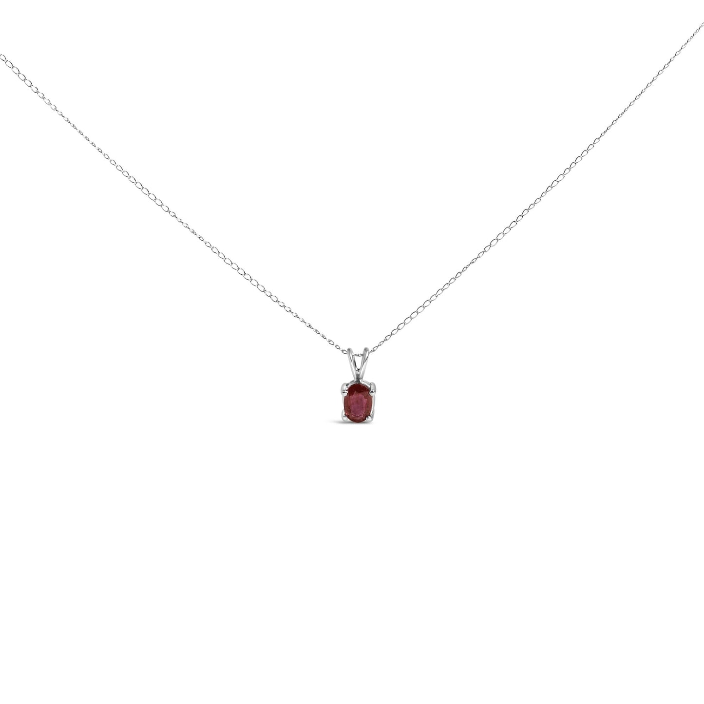 14K Gold 6x4MM Oval Shaped Gemstone Solitaire Pendant Necklace-8