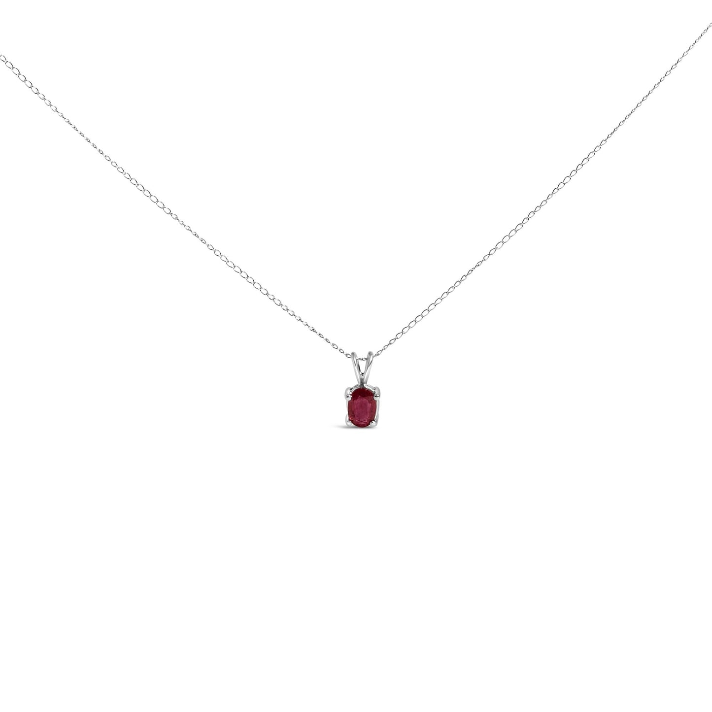 14K Gold 6x4MM Oval Shaped Gemstone Solitaire Pendant Necklace-9