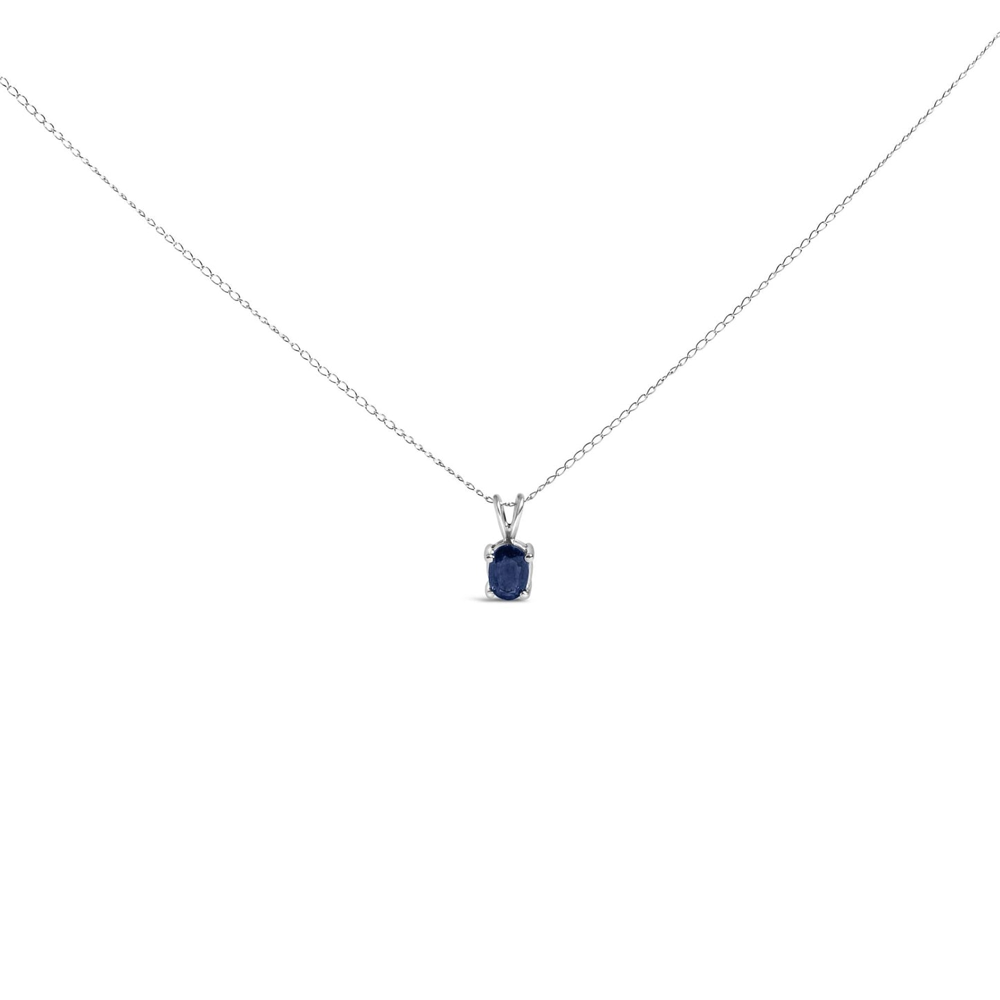 14K Gold 6x4MM Oval Shaped Gemstone Solitaire Pendant Necklace-5