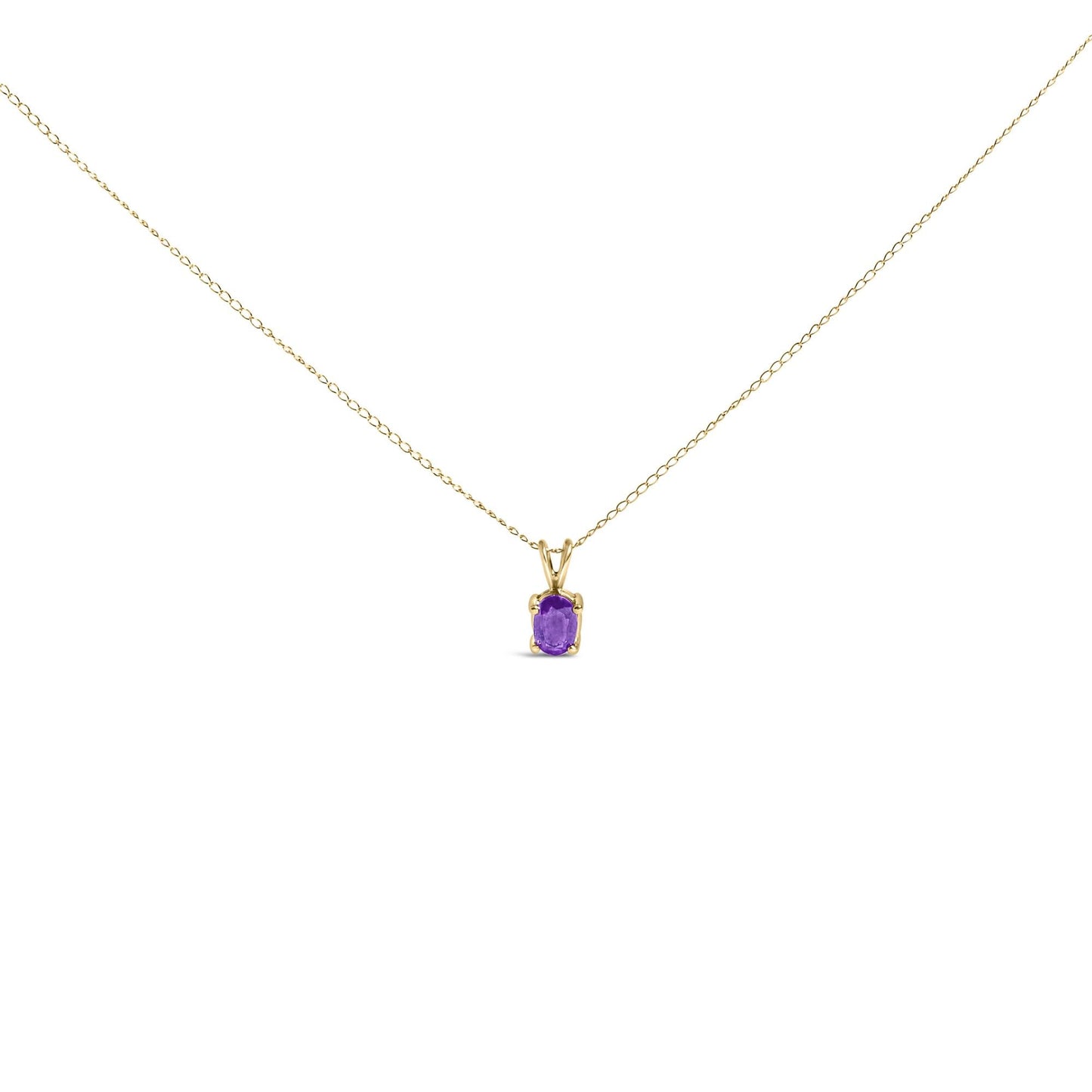 14K Gold 6x4MM Oval Shaped Gemstone Solitaire Pendant Necklace-4