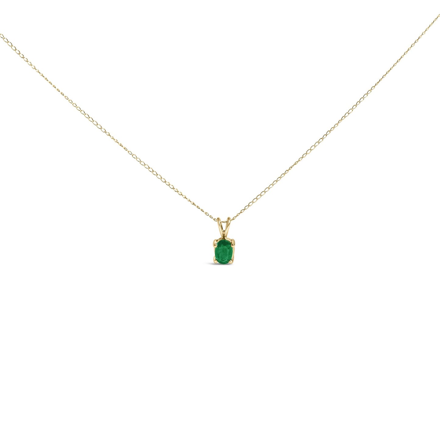 14K Gold 6x4MM Oval Shaped Gemstone Solitaire Pendant Necklace-3