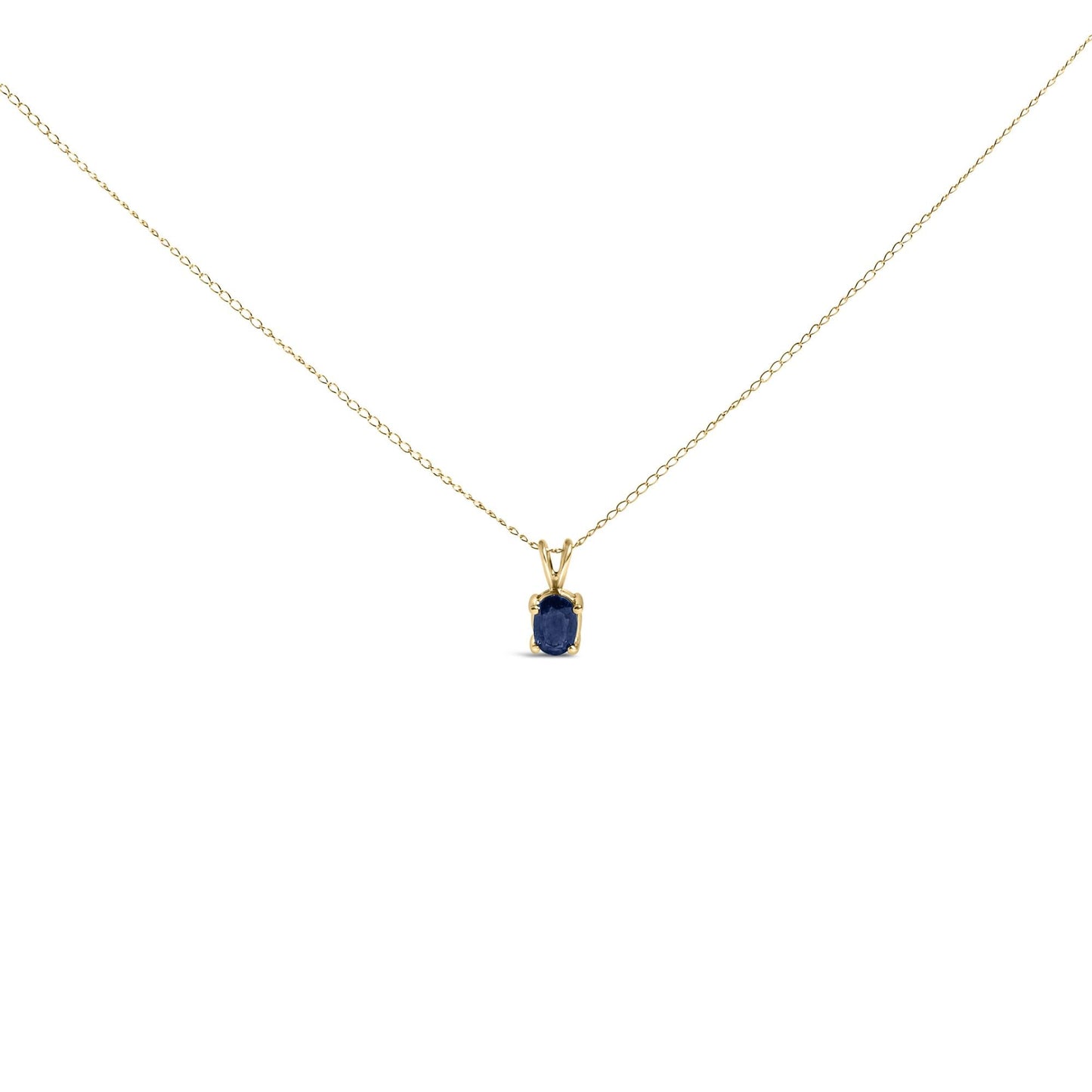 14K Gold 6x4MM Oval Shaped Gemstone Solitaire Pendant Necklace-0
