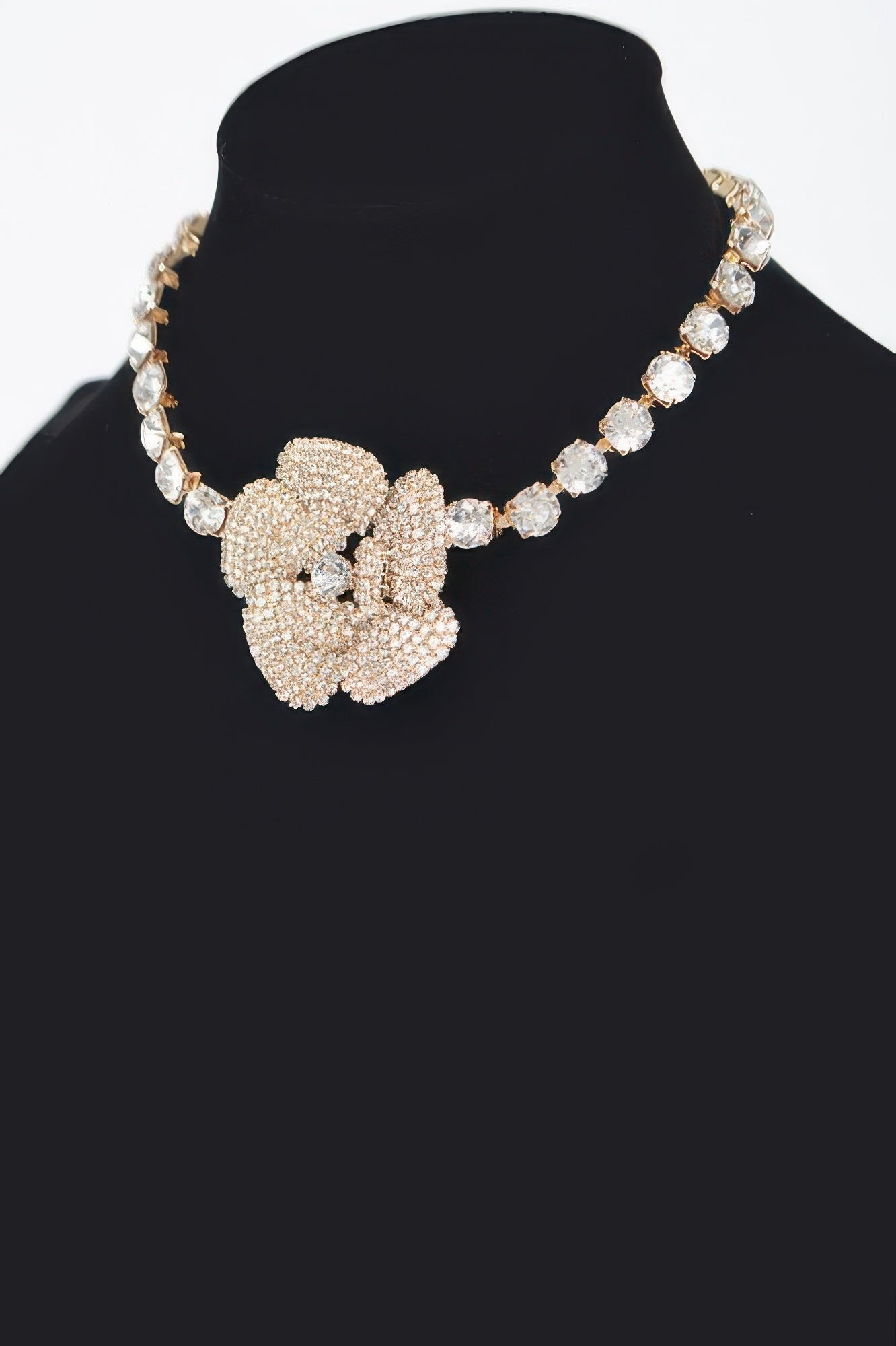 GRAMERCY PARK Rhinestone Faux Pearl Flower Choker: BYMANYC ® New York-1