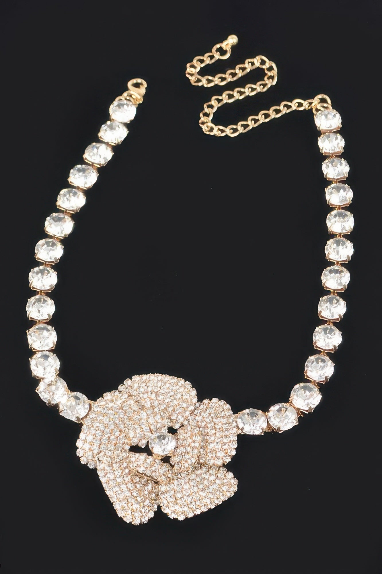 GRAMERCY PARK Rhinestone Faux Pearl Flower Choker: BYMANYC ® New York-2