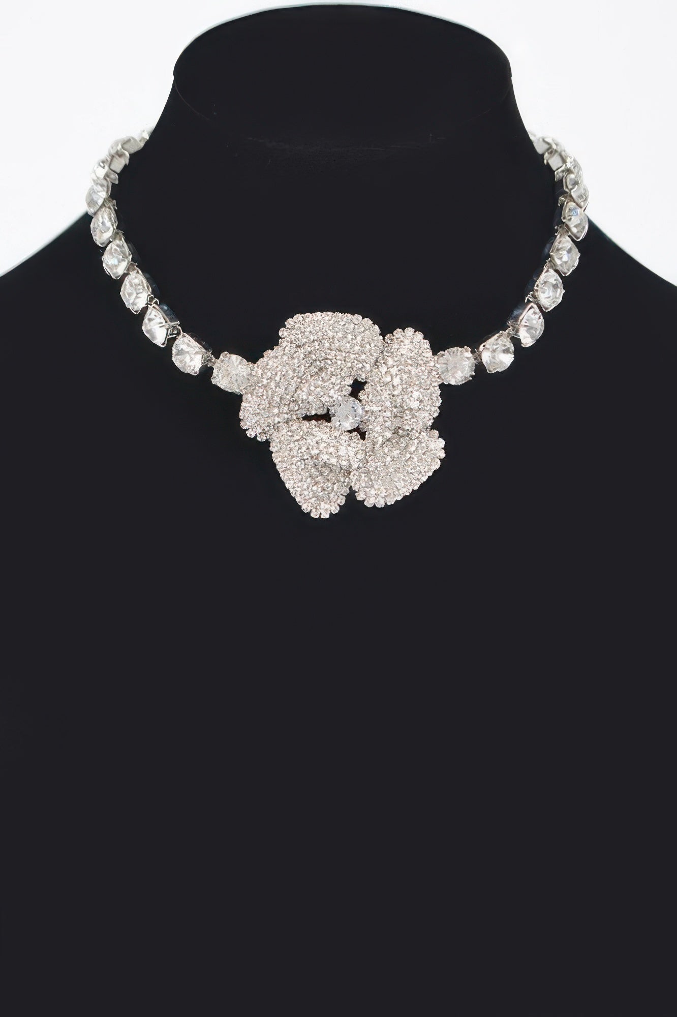 GRAMERCY PARK Rhinestone Faux Pearl Flower Choker: BYMANYC ® New York-3