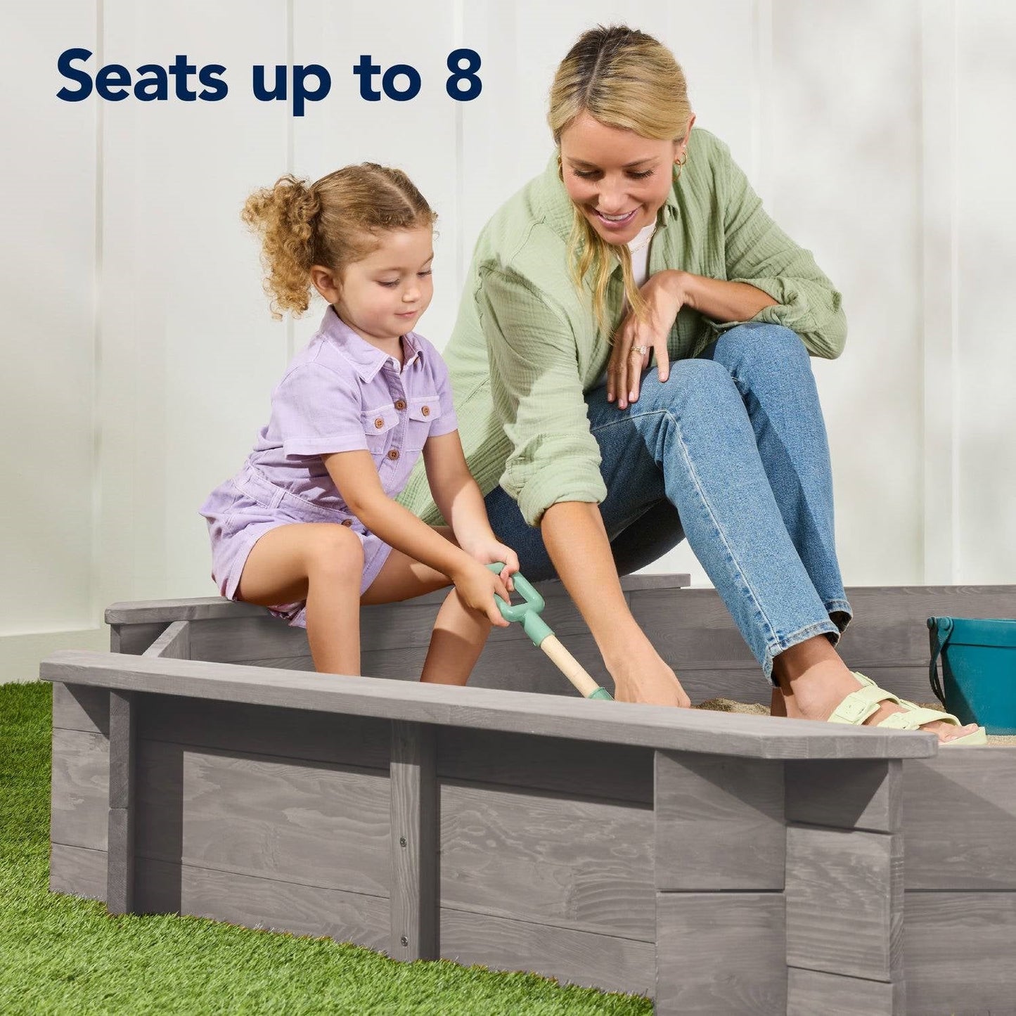 Outdoor Kid's Octagonal Sandbox in Grey Wood Finish-1