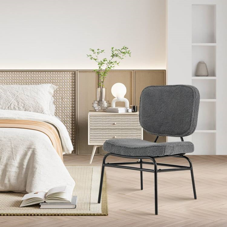 Modern Grey Upholstered Ergonomic Padded Accent Chair-2