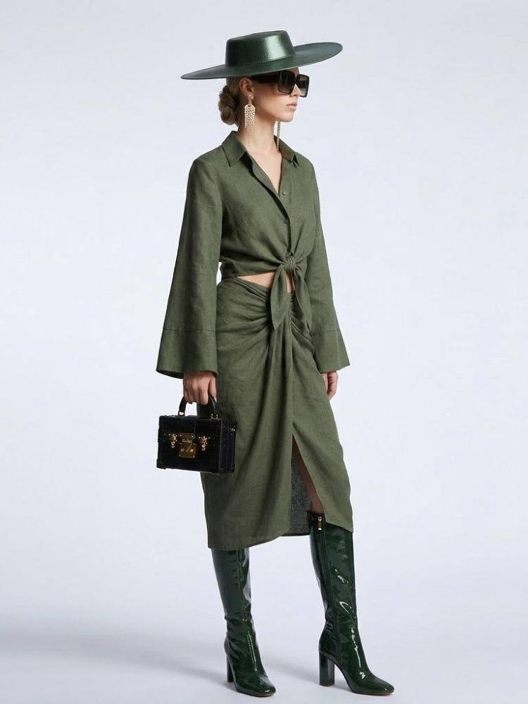 GREENWICH Women's Tie-Blouse & Skirt Set Prêt-à-Porter BYMANYC ® NY-1