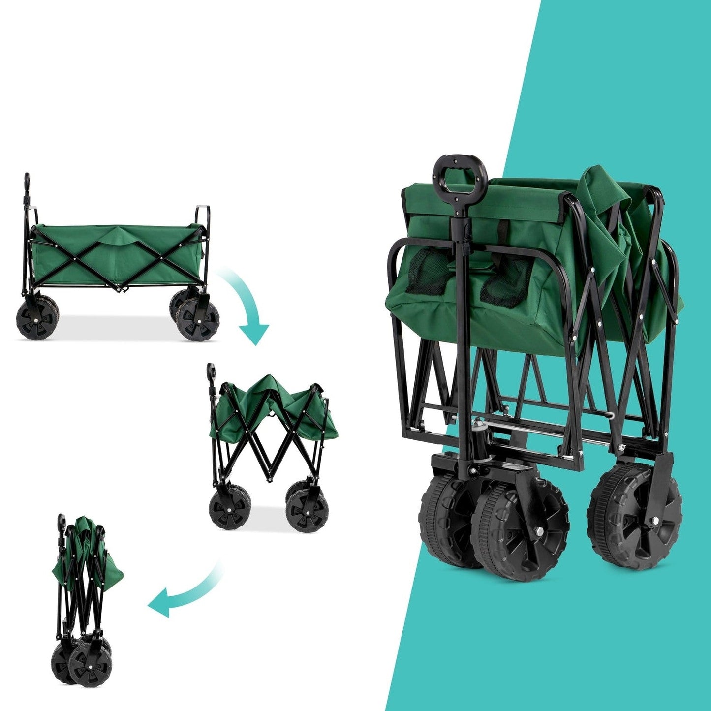 Green Heavy Duty Collapsible Multipurpose Indoor/Outdoor Utility Garden Cart-3