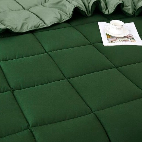 King/Cal King Traditional Microfiber Reversible 3 Piece Comforter Set in Green-2