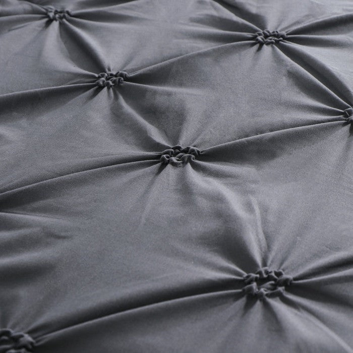 King Size All Season Pleated Hypoallergenic Microfiber Reversible 3 Piece Comforter Set in Gray-3