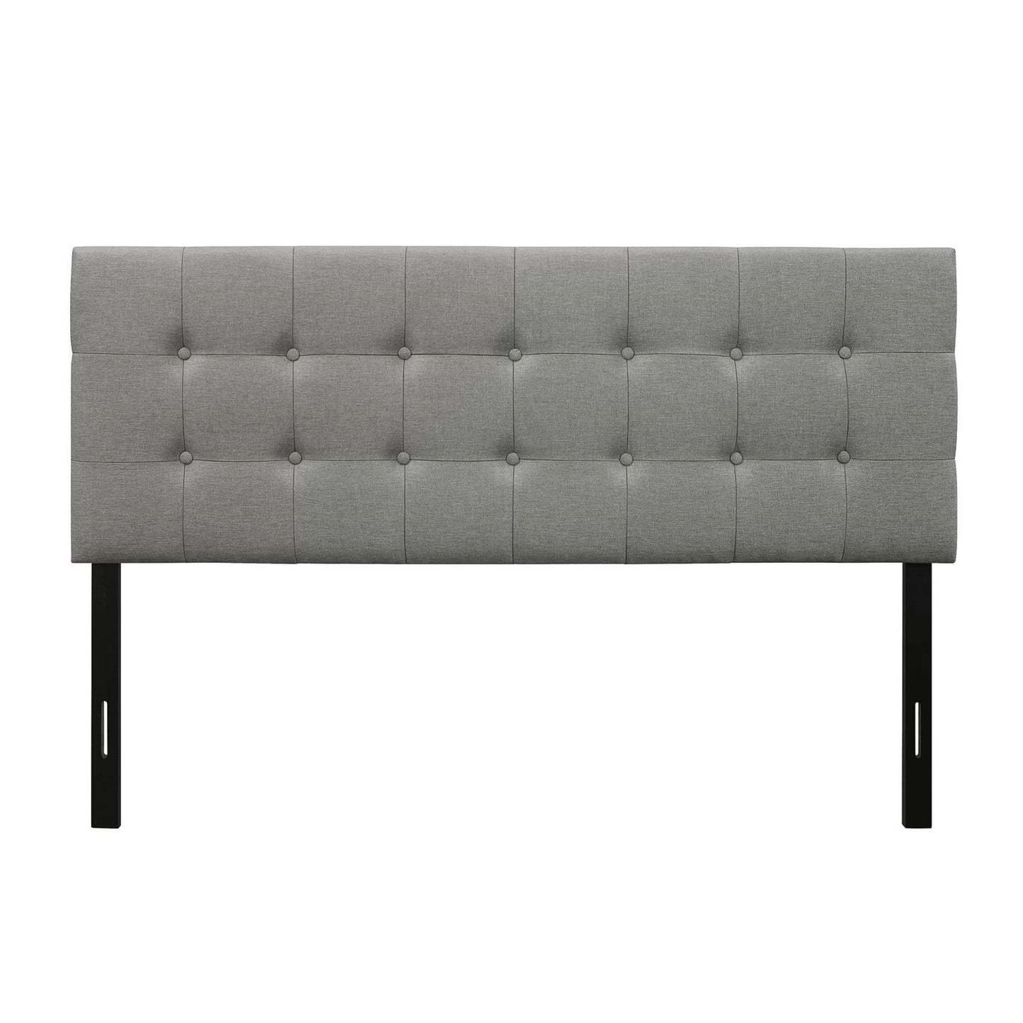 King size Mid-Century Style Button-Tufted Headboard in Grey Upholstered Fabric-0