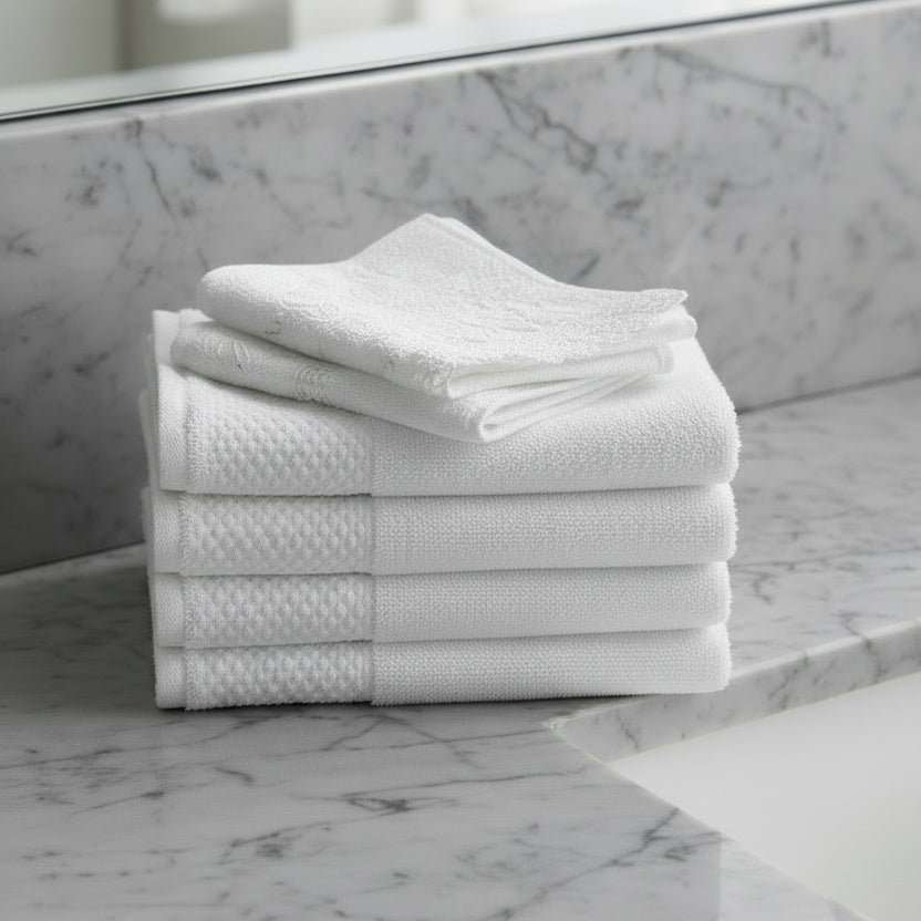 GRM Collection White Cotton Lyocell Blend Towels-4
