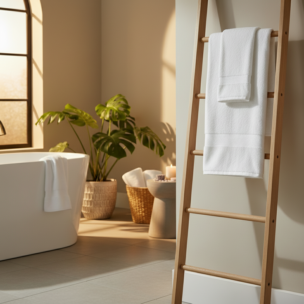 GRM Collection White Cotton Lyocell Blend Towels-8