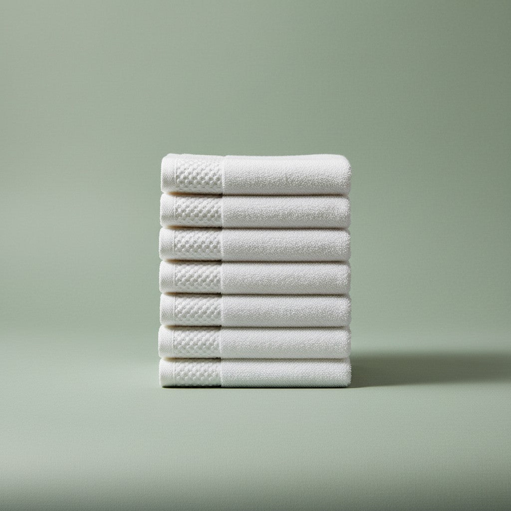 GRM Collection White Cotton Lyocell Blend Towels-3