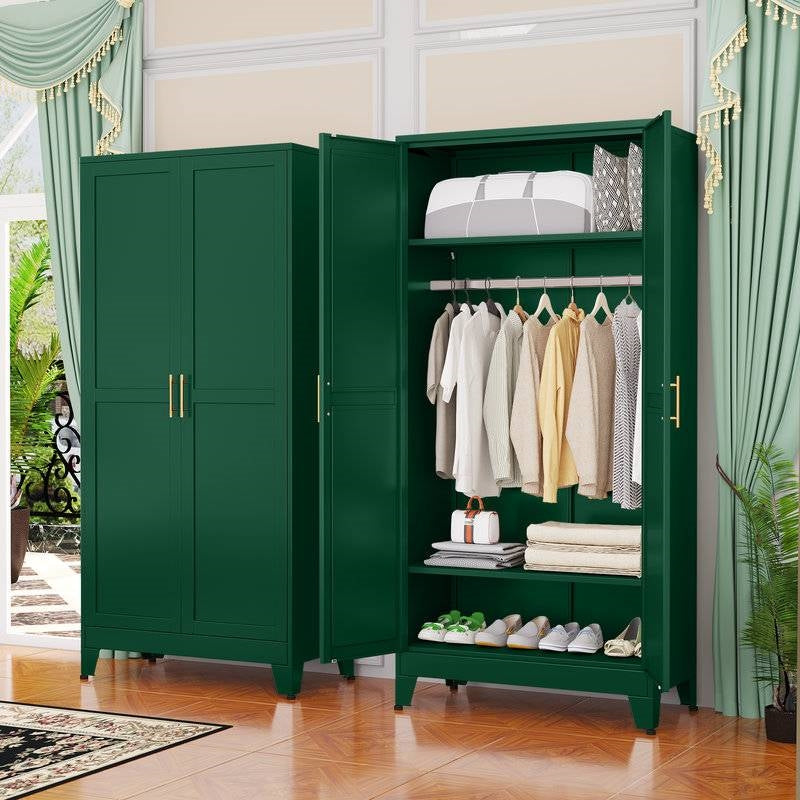 Green Metal Multifunctional Storage Armoire Wardrobe Closet-3