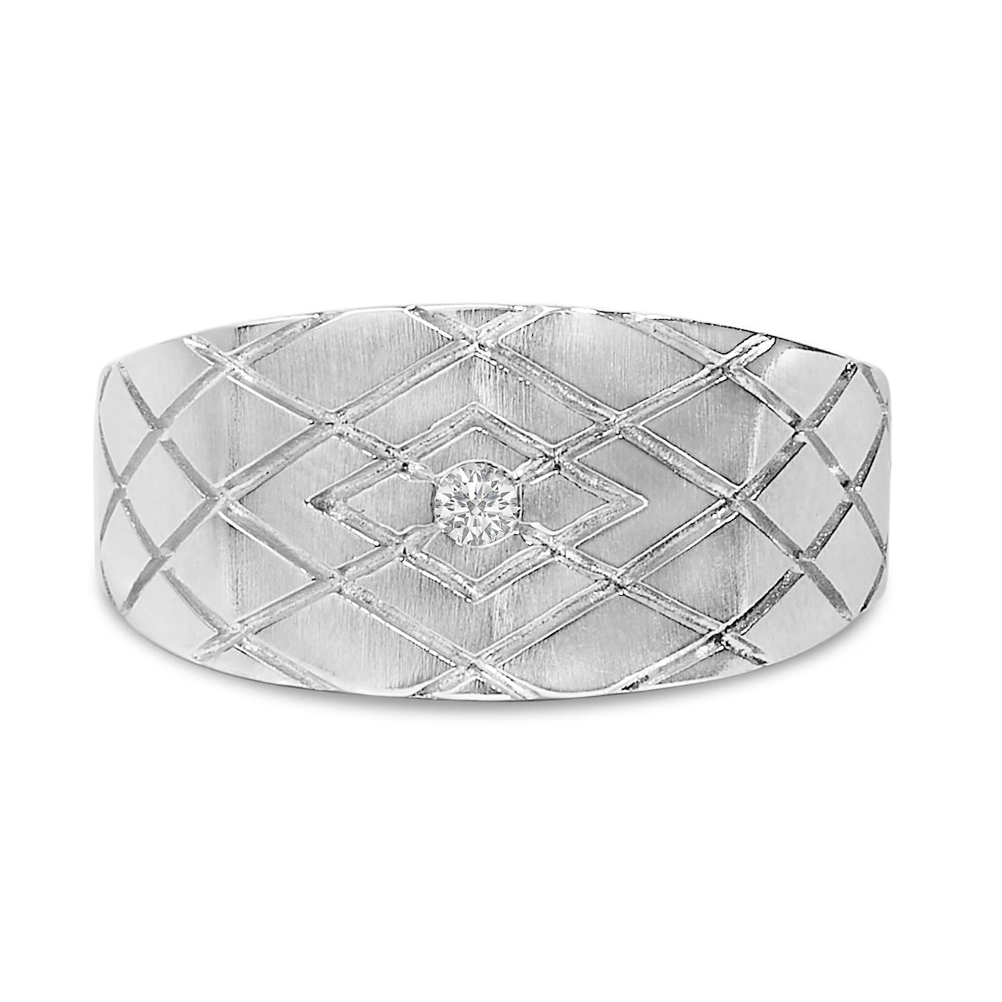 Sterling Silver Diamond Accent Geometric Band Ring-0