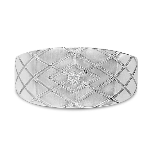 Sterling Silver Diamond Accent Geometric Band Ring-0