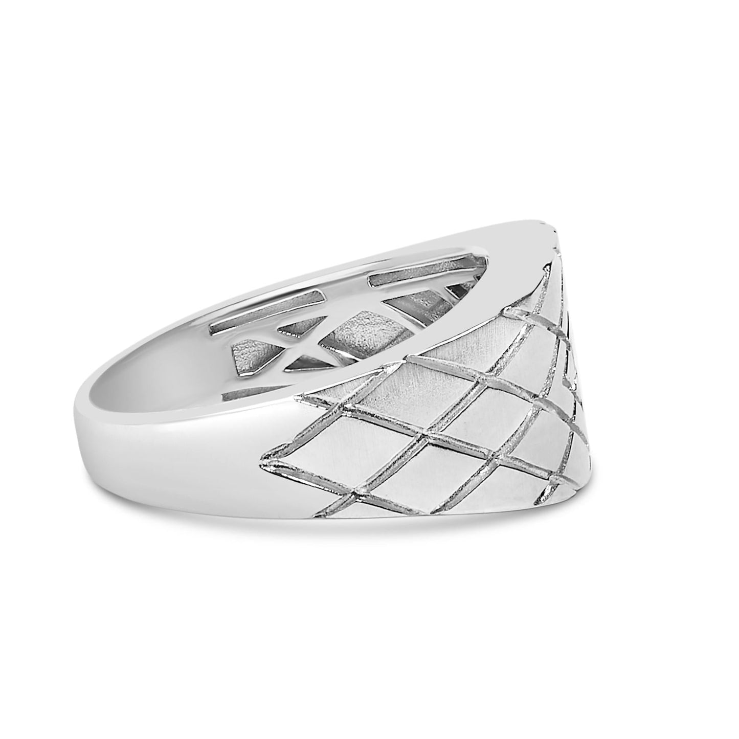 Sterling Silver Diamond Accent Geometric Band Ring-1