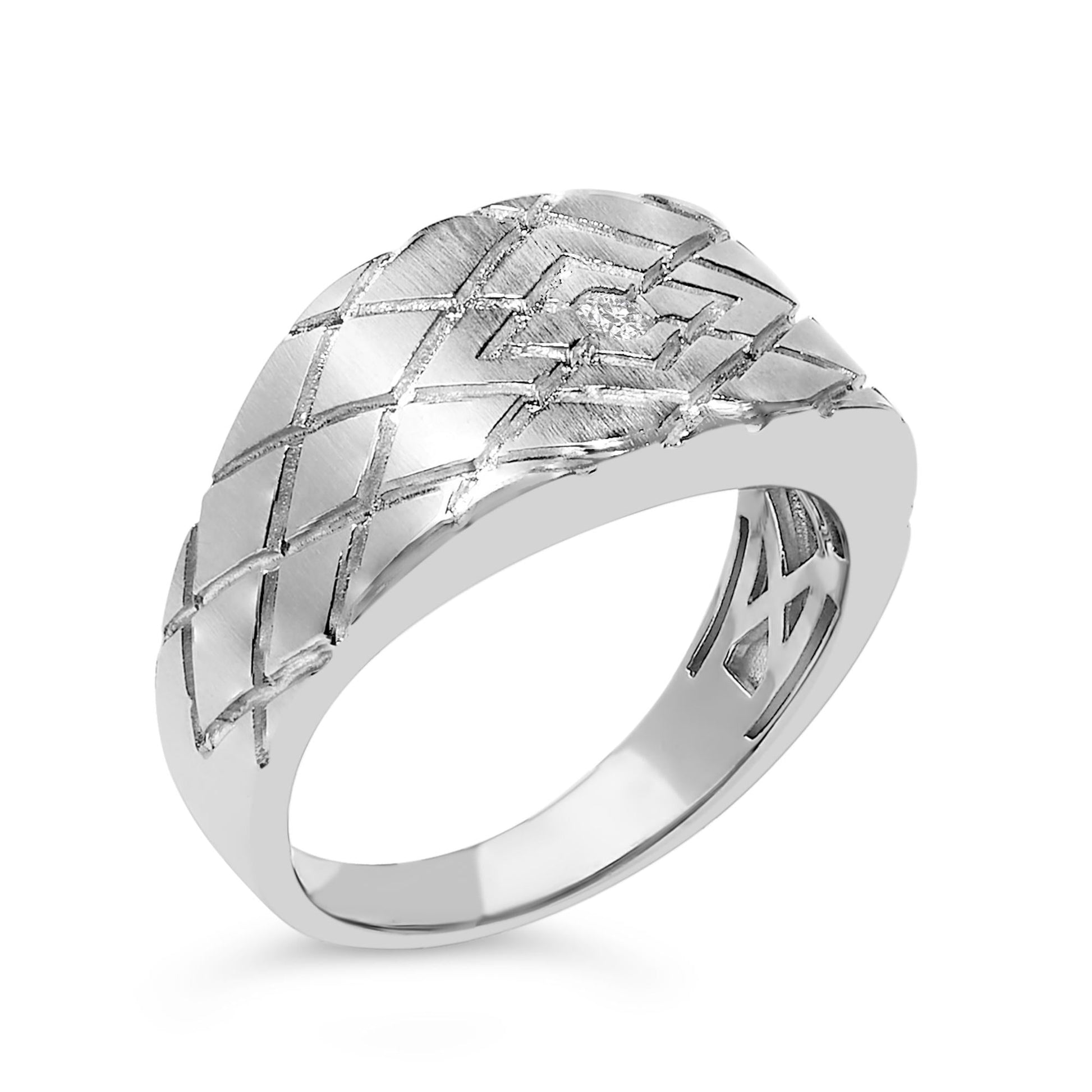 Sterling Silver Diamond Accent Geometric Band Ring-3
