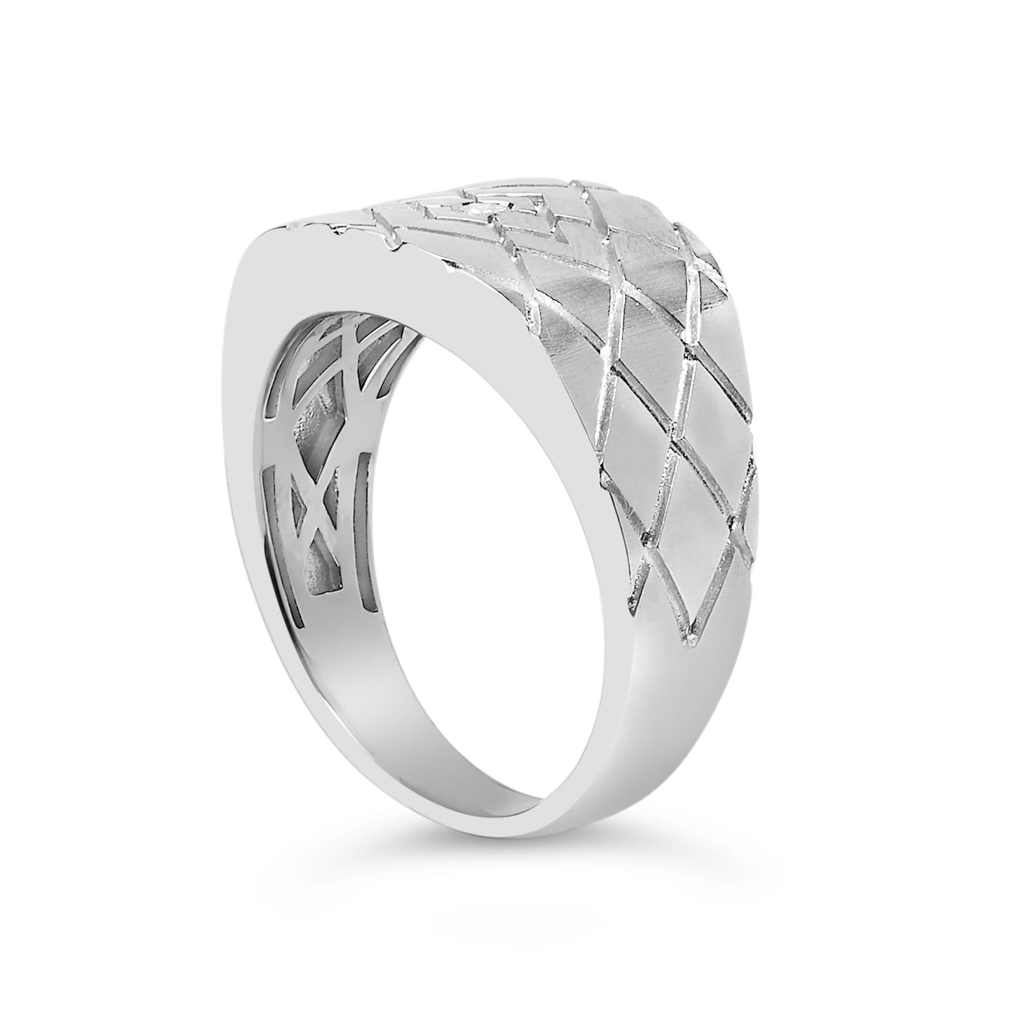 Sterling Silver Diamond Accent Geometric Band Ring-4