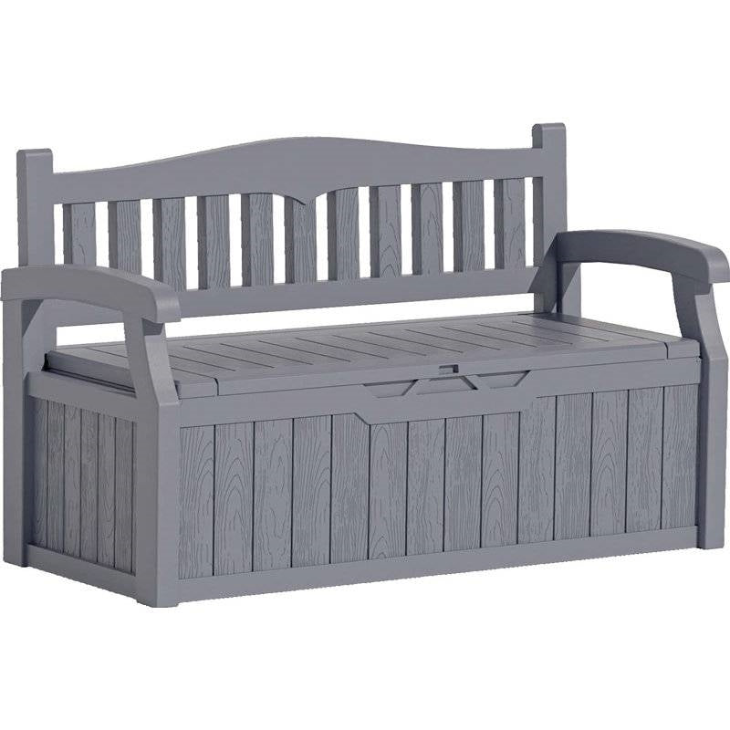 Heavy Duty Grey Plastic Outdoor Storage Garden Bench Patio Deck Box-0