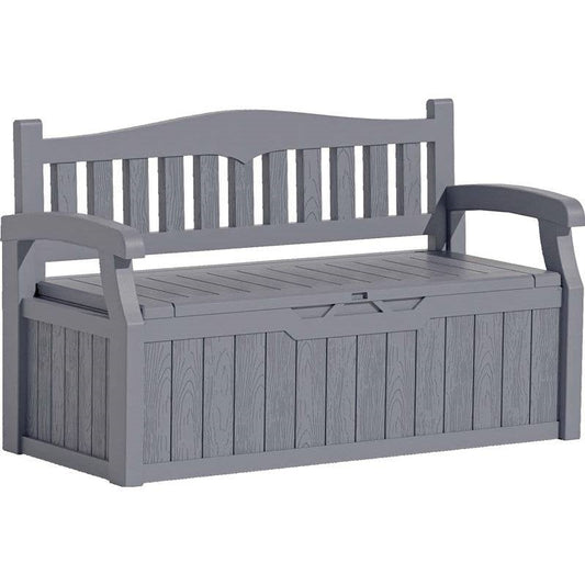 Heavy Duty Grey Plastic Outdoor Storage Garden Bench Patio Deck Box-0