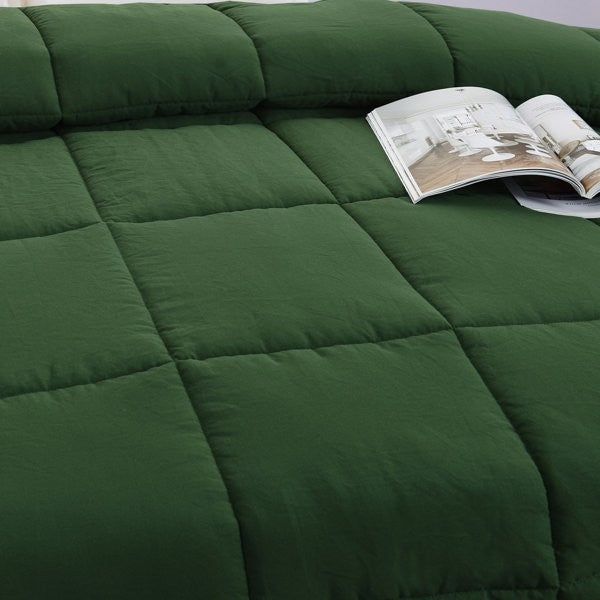 Twin Size Green 3 Piece Microfiber Reversible Comforter Set-2