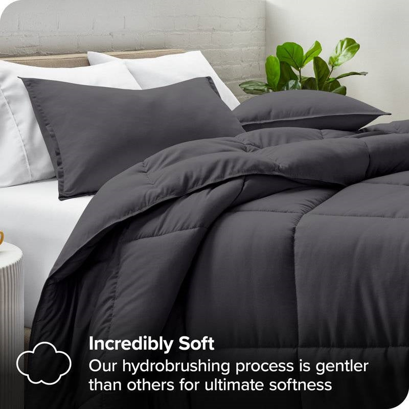 Twin/Twin XL Size All Season Super Soft Down Alternative Comforter Set Grey-2