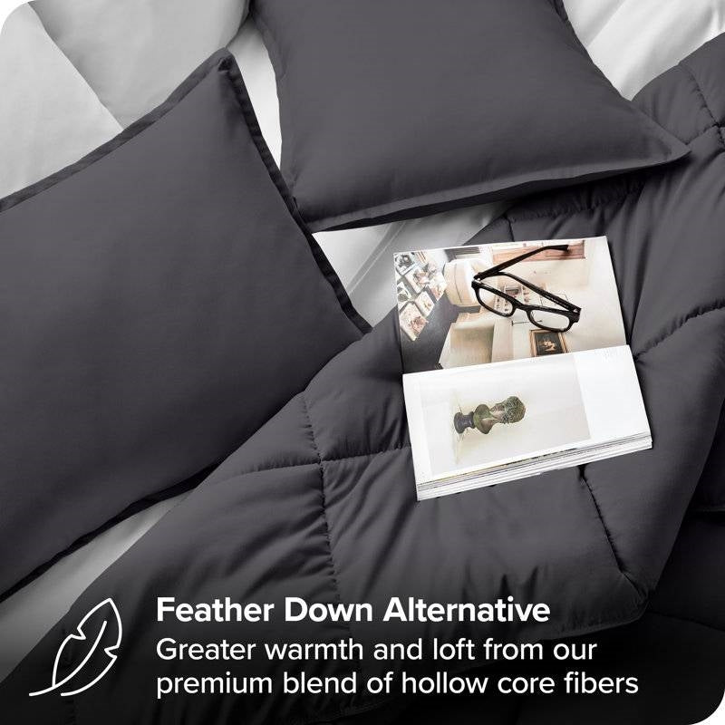 Twin/Twin XL Size All Season Super Soft Down Alternative Comforter Set Grey-3