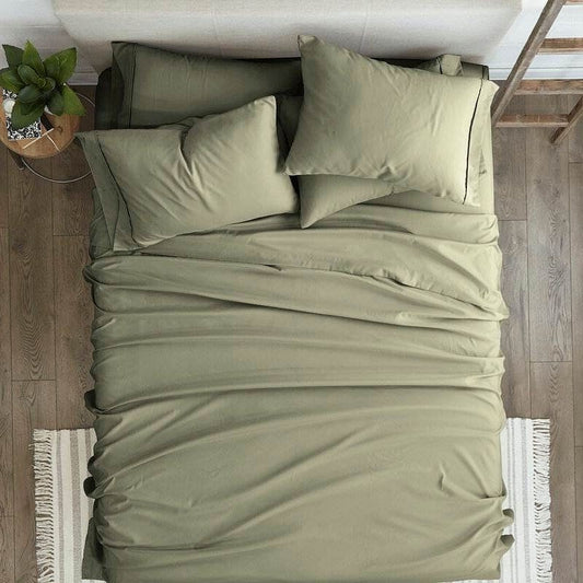 Twin XL Sage 4 PCS Soft Wrinkle Resistant Microfiber Polyester Sheet Set-0