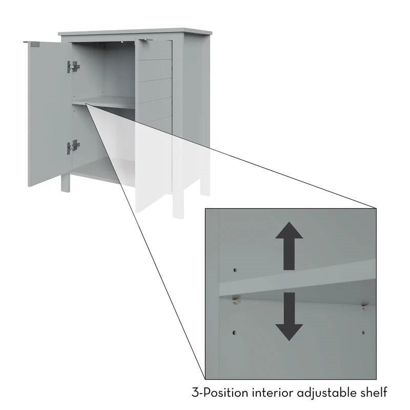 Bathroom Linen Cabinet with Storage Shelf in Grey Wood Finish-3