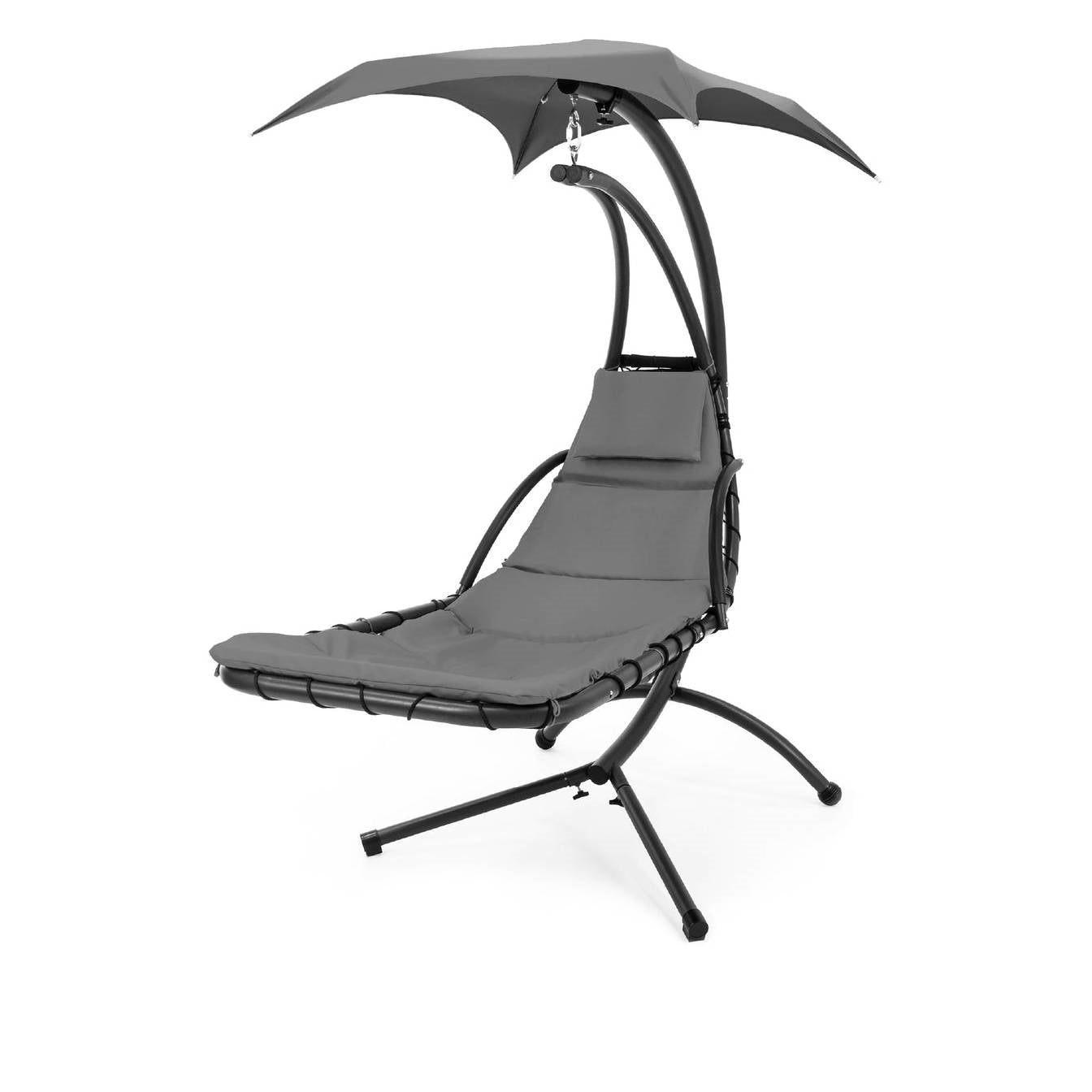 Grey Single Person Sturdy Modern Chaise Lounger Hammock Chair Porch Swing-0