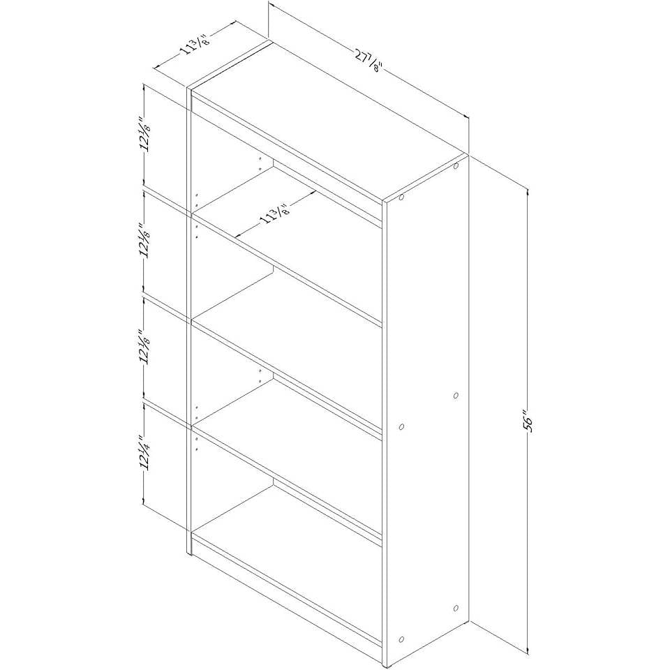 Modern Four Shelf Bookcase in Grey Oak Wood Finish-2