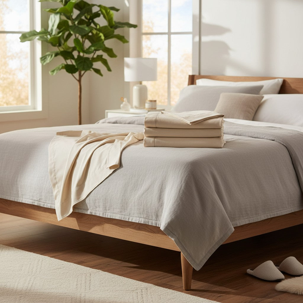 Premium Percale Bed Sheets - T-300 Blended Cotton Poly Hotel Quality-5
