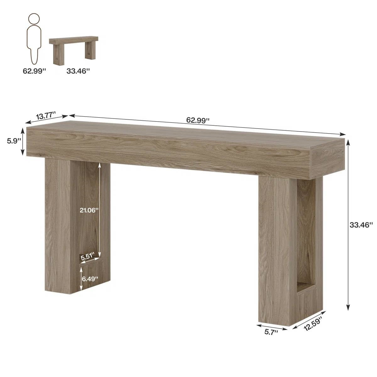 Modern Farmhouse 63-inch Entryway Console Sofa Table in Grey Wood Finish-4