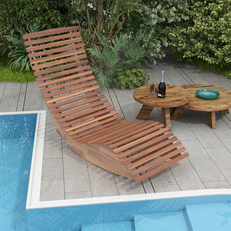 Premium Acacia Wood Rocking Chair Widened High Back Slatted Seat-1