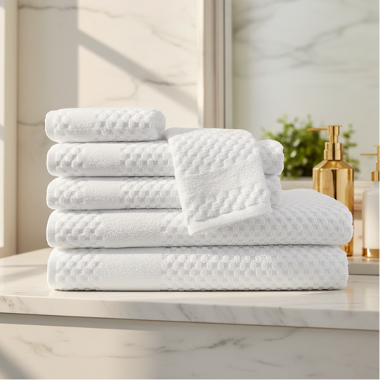 GTY Collection Zero Twist Premium Towels All over Checker Design-0